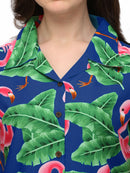 Hawaiian Shirts Womens Big Pink Flamingo Aloha Beach Shirt Blouse