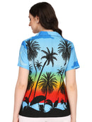 Hawaiian Shirt Women Coconut Tree Print Aloha Beach Top Blouse Casual