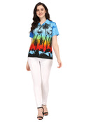 Hawaiian Shirt Women Coconut Tree Print Aloha Beach Top Blouse Casual