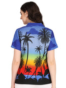 Hawaiian Shirt Women Coconut Tree Print Aloha Beach Top Blouse Casual