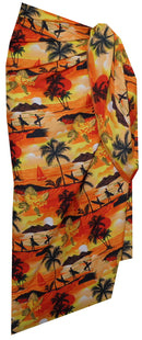 Sarong Allover Ocean scenic Flower Beach Swimsuit Wrap One Size Pareo