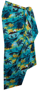 Sarong Allover Ocean scenic Flower Beach Swimsuit Wrap One Size Pareo