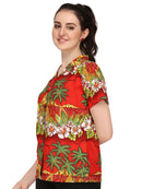 Hawaiian Shirts Womens Floral Scenic Beach Aloha Top Blouse Short Sleeve