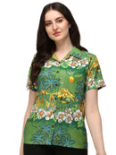 Hawaiian Shirts Womens Floral Scenic Beach Aloha Top Blouse Short Sleeve