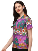 Hawaiian Shirts Womens Floral Scenic Beach Aloha Top Blouse Short Sleeve