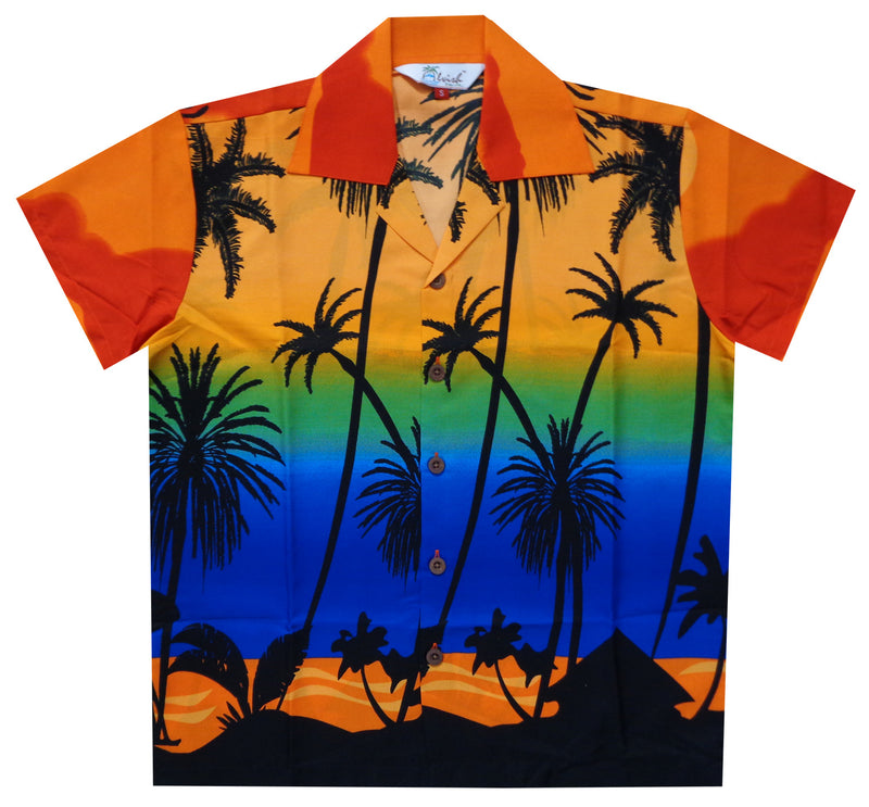 Hawaiian Shirts Boys Coconut Tree Beach Aloha Party Camp Short Sleeve Holiday
