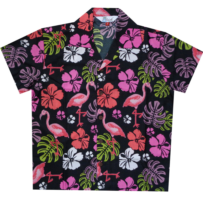 Hawaiian Shirts Boys Flamingo Beach Aloha Party Camp Short Sleeve Holiday Casual