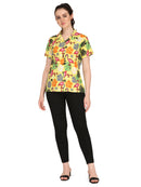 Hawaiian Shirt Women Flamingo Leaf Print Aloha Beach Blouse Camp Swim Party