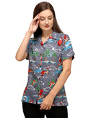 Hawaiian Shirt Womens Christmas Santa Claus Top Blouse Party Aloha Holiday Beach