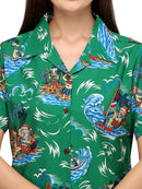 Hawaiian Shirt Womens Christmas Santa Reindeer Claus Top Blouse Aloha Holiday
