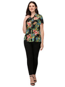 Womens Short Sleeve Casual Aloha Button Down Hawaiian Shirt For Women
