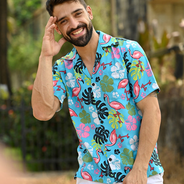 Alvish Hawaiian Shirt 46 Mens Flower Leaf Beach Aloha Party Camp Holiday Peach 4XL, Men's