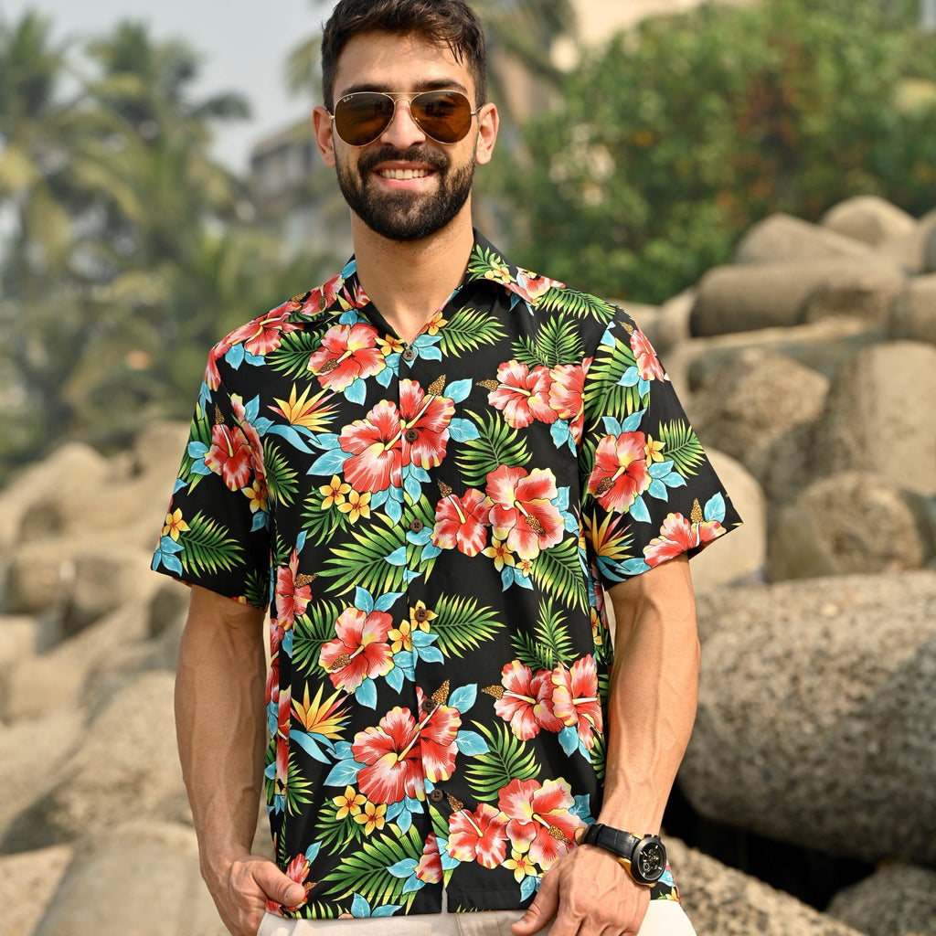 Hawaiian Shirt Mens Allover Flower Beach Aloha Party Casual Holiday Short  Sleeve