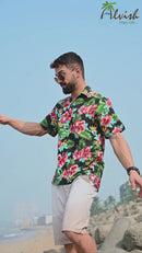 Hawaiian Shirt Mens Allover Flower Beach Aloha Party Casual Holiday Short Sleeve