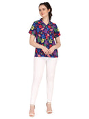 Hawaiian Shirt Women Flamingo Leaf Print Aloha Beach Blouse Camp Swim Party