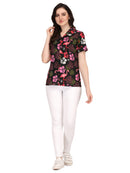 Hawaiian Shirt Women Flamingo Leaf Print Aloha Beach Blouse Camp Swim Party