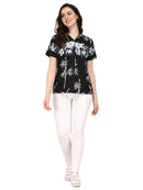 Hawaiian Shirt Women Bamboo Tree Print Aloha Beach Top Blouse Swim