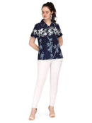 Hawaiian Shirt Women Bamboo Tree Print Aloha Beach Top Blouse Swim