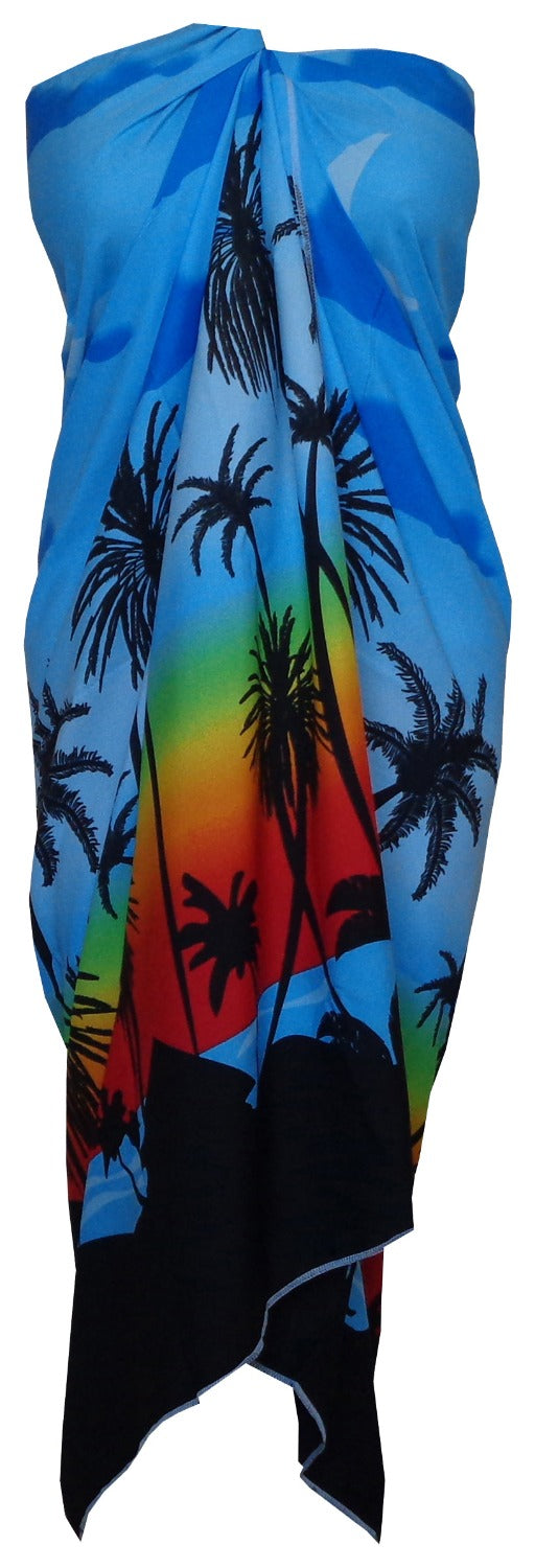 Sarong Women Scenic Coconut Printed Beach Swimsuit Wrap One Size Pareo