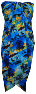Sarong Allover Ocean scenic Flower Beach Swimsuit Wrap One Size Pareo