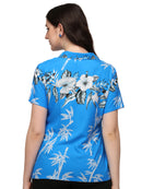 Hawaiian Shirt Women Bamboo Tree Print Aloha Beach Top Blouse Swim