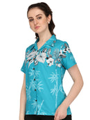 Hawaiian Shirt Women Bamboo Tree Print Aloha Beach Top Blouse Swim