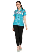 Hawaiian Shirt Women Bamboo Tree Print Aloha Beach Top Blouse Swim