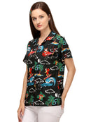 Hawaiian Shirt Womens Christmas Santa Claus Top Blouse Party Aloha Holiday Beach