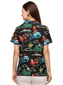 Hawaiian Shirt Womens Christmas Santa Claus Top Blouse Party Aloha Holiday Beach
