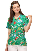 Hawaiian Shirt Womens Christmas Santa Claus Top Blouse Party Aloha Holiday Beach