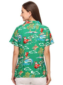 Hawaiian Shirt Womens Christmas Santa Claus Top Blouse Party Aloha Holiday Beach