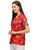 Hawaiian Shirt Womens Christmas Santa Claus Top Blouse Party Aloha Holiday Beach