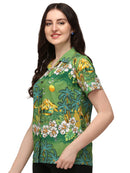 Hawaiian Shirts Womens Floral Scenic Beach Aloha Top Blouse Short Sleeve