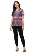 Hawaiian Shirts Womens Floral Scenic Beach Aloha Top Blouse Short Sleeve