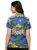 Hawaiian Shirts Womens Floral Scenic Beach Aloha Top Blouse Short Sleeve