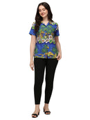 Hawaiian Shirts Womens Floral Scenic Beach Aloha Top Blouse Short Sleeve