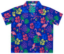 Hawaiian Shirts Boys Flamingo Beach Aloha Party Camp Short Sleeve Holiday Casual
