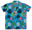 Hawaiian Shirts Boys Flamingo Beach Aloha Party Camp Short Sleeve Holiday Casual