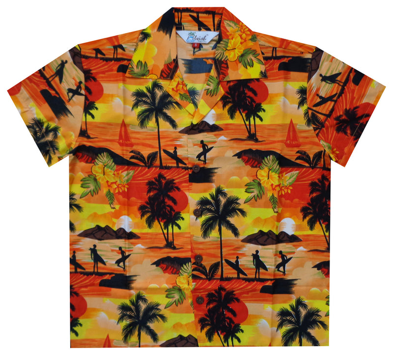 Hawaiian Shirts Boys allover Print Beach Aloha Party Camp Short Sleeve Holiday
