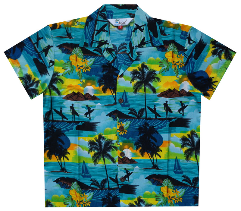 Hawaiian Shirts Boys allover Print Beach Aloha Party Camp Short Sleeve Holiday