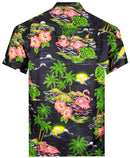 Hawaiian Shirt Mens Scenic Flamingo Beach Aloha Casual Holiday Short Sleeve