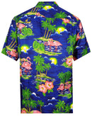 Hawaiian Shirt Mens Scenic Flamingo Beach Aloha Casual Holiday Short Sleeve
