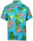 Hawaiian Shirt Mens Scenic Flamingo Beach Aloha Casual Holiday Short Sleeve