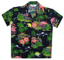 Hawaiian Shirts Boys Scenic Flamingo Beach Aloha Party Camp Holiday Casual