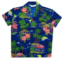 Hawaiian Shirts Boys Scenic Flamingo Beach Aloha Party Camp Holiday Casual
