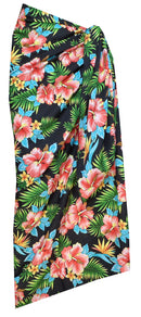 Sarong Allover Flower Leaf Beach Swimsuit Wrap Plus Size Cover up Pareo