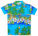 Alvish Hawaiian Shirts Boys Hibiscus Flower Print Beach Aloha Party Short Sleeve