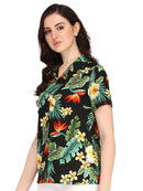 Hawaiian Shirts Womens Flower Leaf Beach Aloha Top Blouse Short Sleeve Holiday