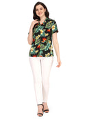 Hawaiian Shirts Womens Flower Leaf Beach Aloha Top Blouse Short Sleeve Holiday