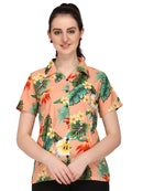 Hawaiian Shirts Womens Flower Leaf Beach Aloha Top Blouse Short Sleeve Holiday